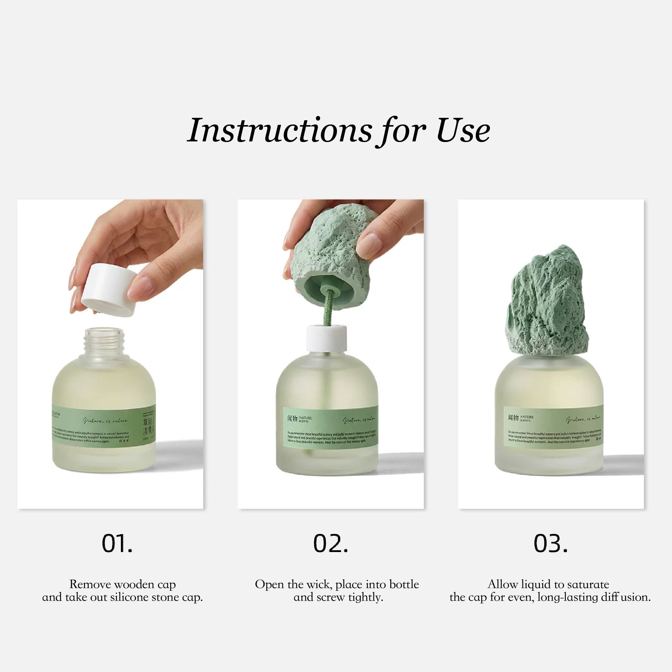 NaticScents Reed Diffuser 100ml – Gypsum Stone Cap Aromatherapy Diffuser | Grass Spring & Autumn Forest Home Fragrance