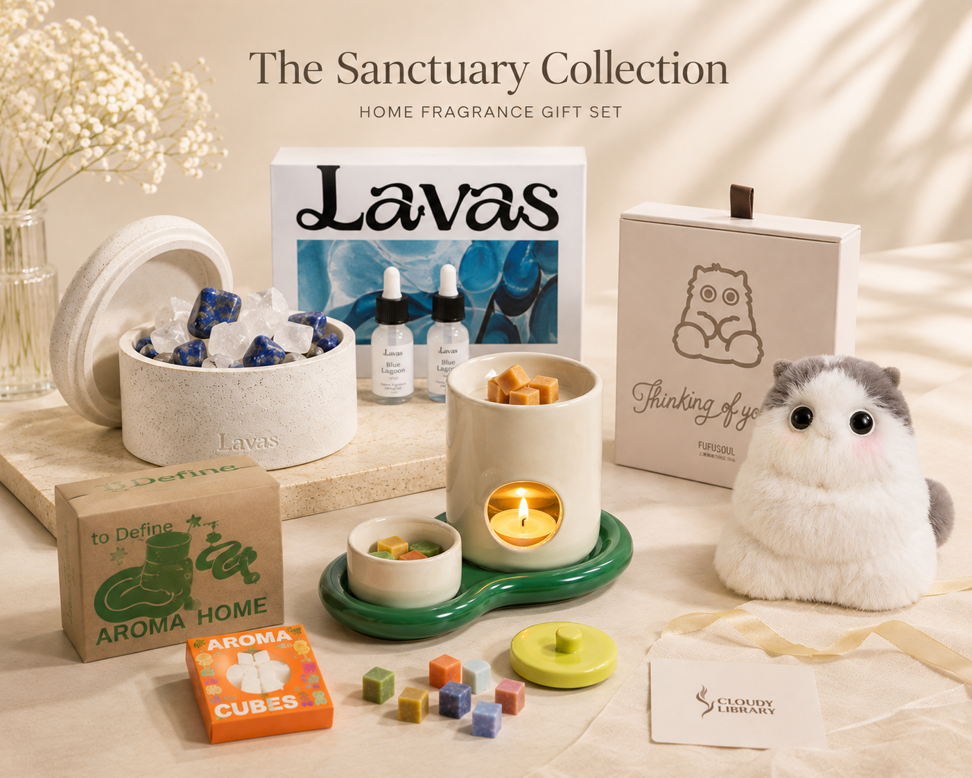 The Sanctuary Collection | Home Diffuser, Wax Melt Burner & Scented Plush | 20% Bundle Savings